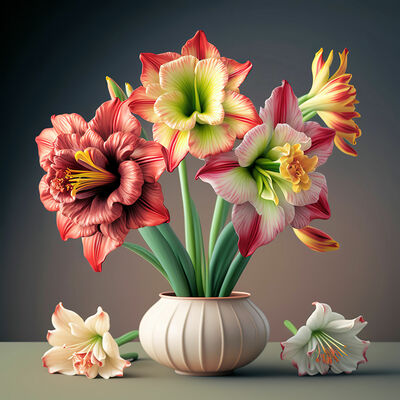 Red amaryllis cross stitch pattern
