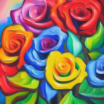 Rainbow roses cross stitch pattern