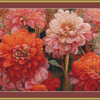 Pretty dahlias cross stitch pattern - Thumbnail 3