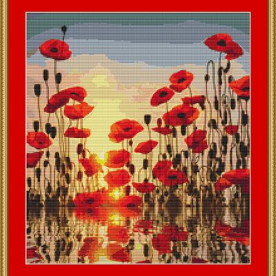 Poppies at sunset cross pattern - Thumbnail 3