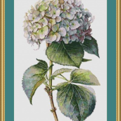 Pink hydrangea cross stitch pattern - Thumbnail 5