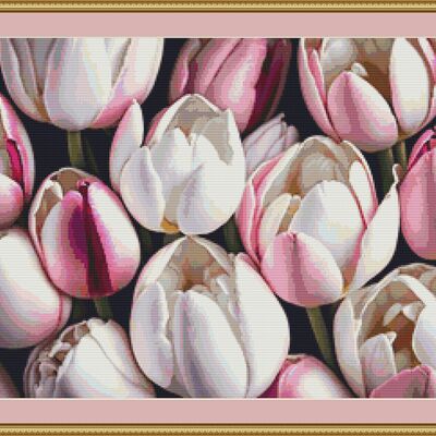 Pink and white tulips cross stitch pattern - Thumbnail 4