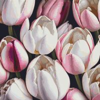 Pink And White Tulips Cross Stitch Pattern - Thumbnail 1