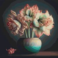 Pink Amaryllis Cross Stitch Pattern - Thumbnail 1