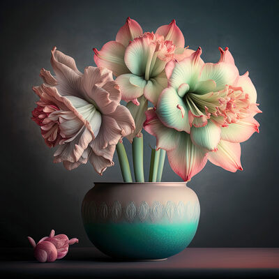 Pink amaryllis cross stitch pattern