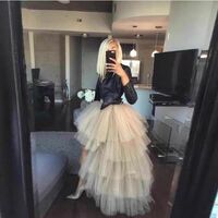 Women Orange High Low Tulle Skirt Custom Plus Size Fluffy Hi-lo Layered Tulle Skirt Pink Wedding Party Tulle Skirt Outfit - Thumbnail 1