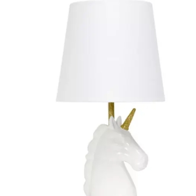 Simple designs sparkling gold and white unicorn table lamp - lt1078-wht - Thumbnail 4