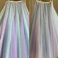 Adult Girl Rainbow Color Long Tulle Skirt Holiday Outfit Rainbow Tutu Tulle Maxi Skirt Custom Plus Size - Thumbnail 6