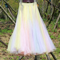 Blue Purple Fluffy Tulle Skirt Outfit Adult Girl Rainbow Tulle Skirt Holiday Outfit Rainbow Tutu Maxi Skirt Custom Plus Size - Thumbnail 7