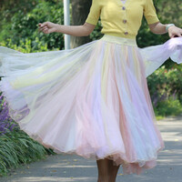 Blue Purple Fluffy Tulle Skirt Outfit Adult Girl Rainbow Tulle Skirt Holiday Outfit Rainbow Tutu Maxi Skirt Custom Plus Size - Thumbnail 6