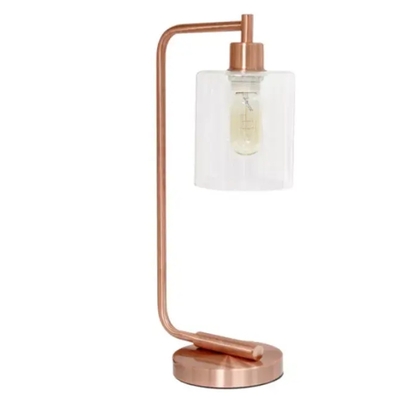 Simple designs bronson antique style industrial iron lantern desk lamp with glass shade - ld1036-rgd - Thumbnail 4