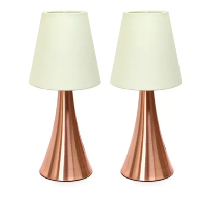 Simple designs valencia 2 pack mini touch table lamp set with fabric shades - lt2014-crm-2pk - Thumbnail 4