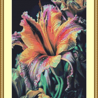 Orange lily cross stitch pattern - Thumbnail 3