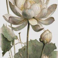 Lotus Flowers Cross Stitch Pattern - Thumbnail 1