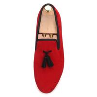 New Men's Handmade Red Velvet With Black Tassel - Thumbnail 1
