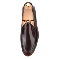 New Handmade Men's Brushed Brown Patent Belgian Formal Loafer - Thumbnail 2