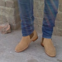 Beige Color Rounded Toe Stylish Party Wear Men Magnificent Suede Leather Boots - Thumbnail 1