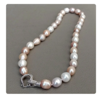pearl neckace with cz clasp - Thumbnail 2