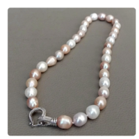 pearl neckace with cz clasp - Thumbnail 4