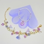  Purple Lily Bracelet Set with Glass beads, Gold Plated Wire and Clasp-1