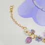  Purple Lily Bracelet Set with Glass beads, Gold Plated Wire and Clasp-2