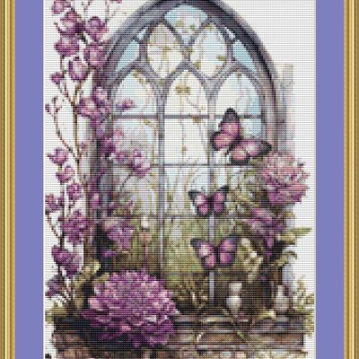 Lilac window cross stitch pattern - Thumbnail 4