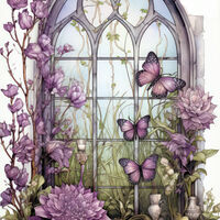 Lilac Window Cross Stitch Pattern - Thumbnail 2