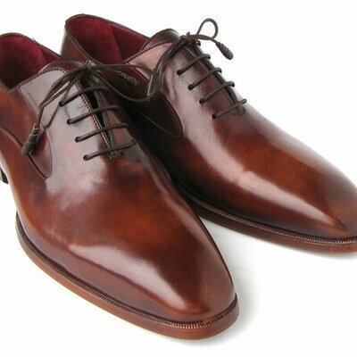 New handmade men's plain toe brown calfskin oxfords shoes - Thumbnail 1