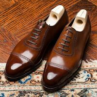 Handmade Men Brown Toe Cap Dress Oxford on Classic Last Shoes - Thumbnail 1