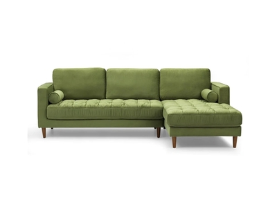 Bente Tufted Velvet Sectional Sofa - Green