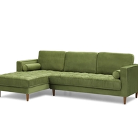 Bente Tufted Velvet Sectional Sofa - Green - Thumbnail 2