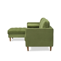 Bente Tufted Velvet Sectional Sofa - Green - Thumbnail 4