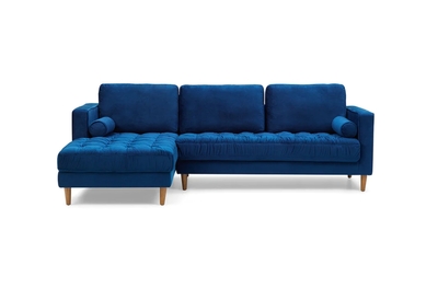 Bente Tufted Velvet Sectional Sofa - Blue