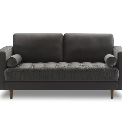 Bente tufted velvet loveseat 2-seater sofa - grey