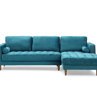 Bente tufted velvet sectional sofa - light blue