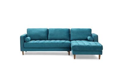 Bente Tufted Velvet Sectional Sofa - Light Blue