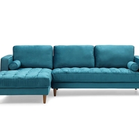 Bente Tufted Velvet Sectional Sofa - Light Blue - Thumbnail 1