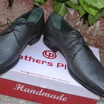 Crafted leather handmade men stingray oxford lace up dress shoes - Thumbnail 4