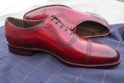 Crafted Leather Burgundy Leather Classic Men Oxford Dress Shoes