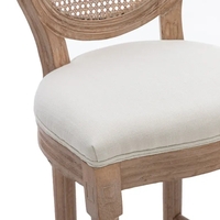 French Country Wooden Barstools Rattan Back With Upholstered Seating - W21236874 - Thumbnail 5