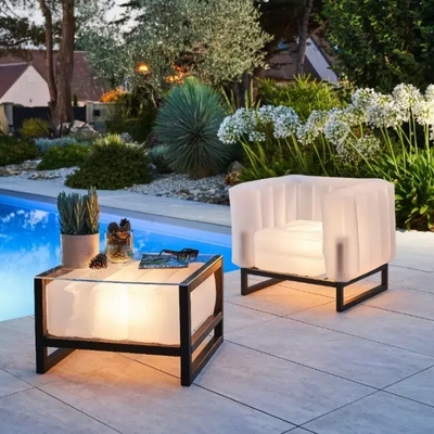 Yomi armchair eko with lighting aluminium frame - fycneko02bt