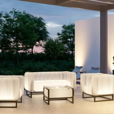 Yoko pouf eko with lighting wood frame - pykcbeko02bt