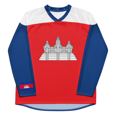 Cambodian flag white top recycled hockey fan jersey 
