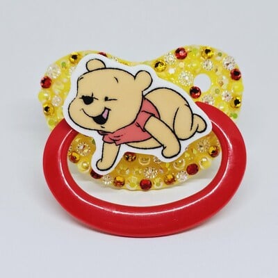 Pooh bear yellow/red adult pacifier