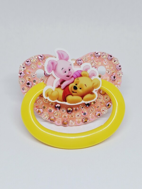 Pooh Bear and Piglet Pink/Yellow Adult Pacifier