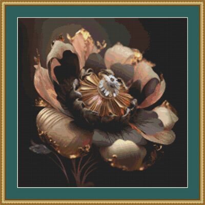 Golden flower cross stitch pattern - Thumbnail 3