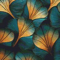 Gingko Leaves Cross Stitch Pattern - Thumbnail 1