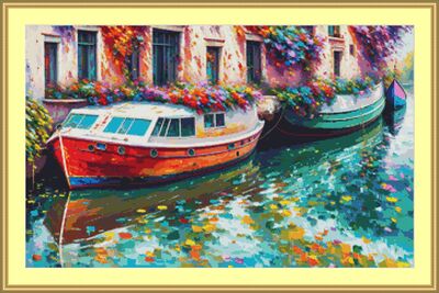 Flower Boats Cross Stitch Pattern