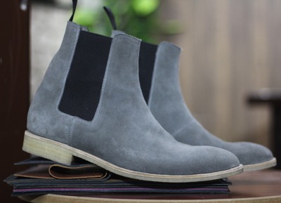 Men's Gray Suede Chelsea Ankle Handmade Boots
