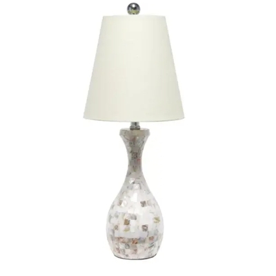 Lalia home malibu curved mosaic seashell table lamp with chrome accents - lht-5062-mo - Thumbnail 3